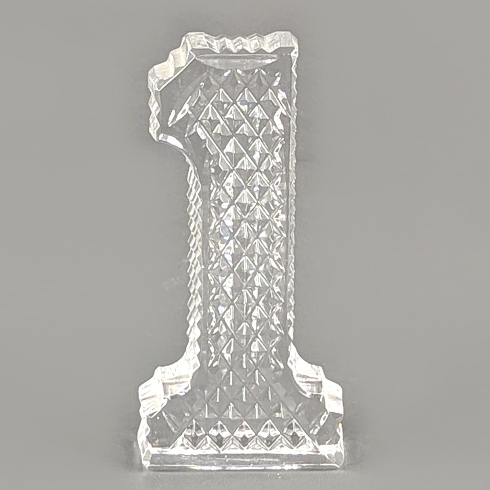 Waterford Crystal Number One 1 Paperweight Diamond Cut Glass Figurine 5.25in